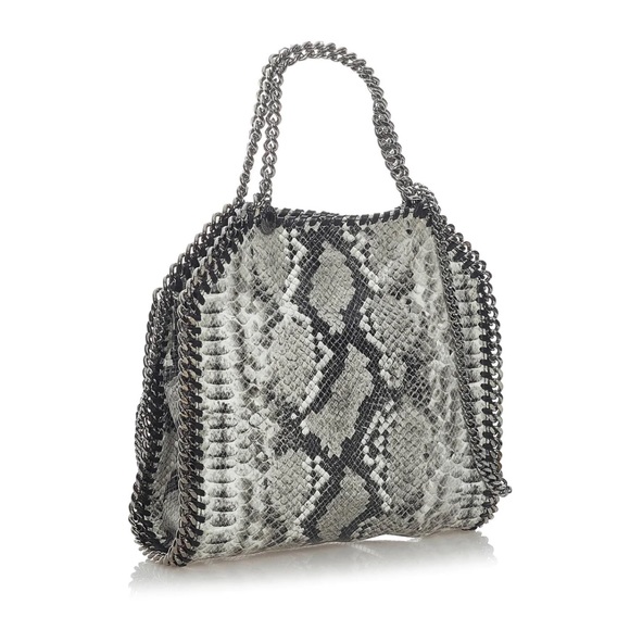 Stella McCartney Handbags - Stella Mccartney Mini Falabella Gray Snake skin shoulder three chain bag silver